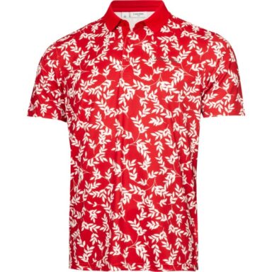 Calvin Klein Golf Polo Leaf Print rotweiß