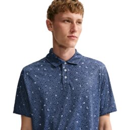 Nike Golf Polo Dri-Fit Par Micro Print, navy/weiss