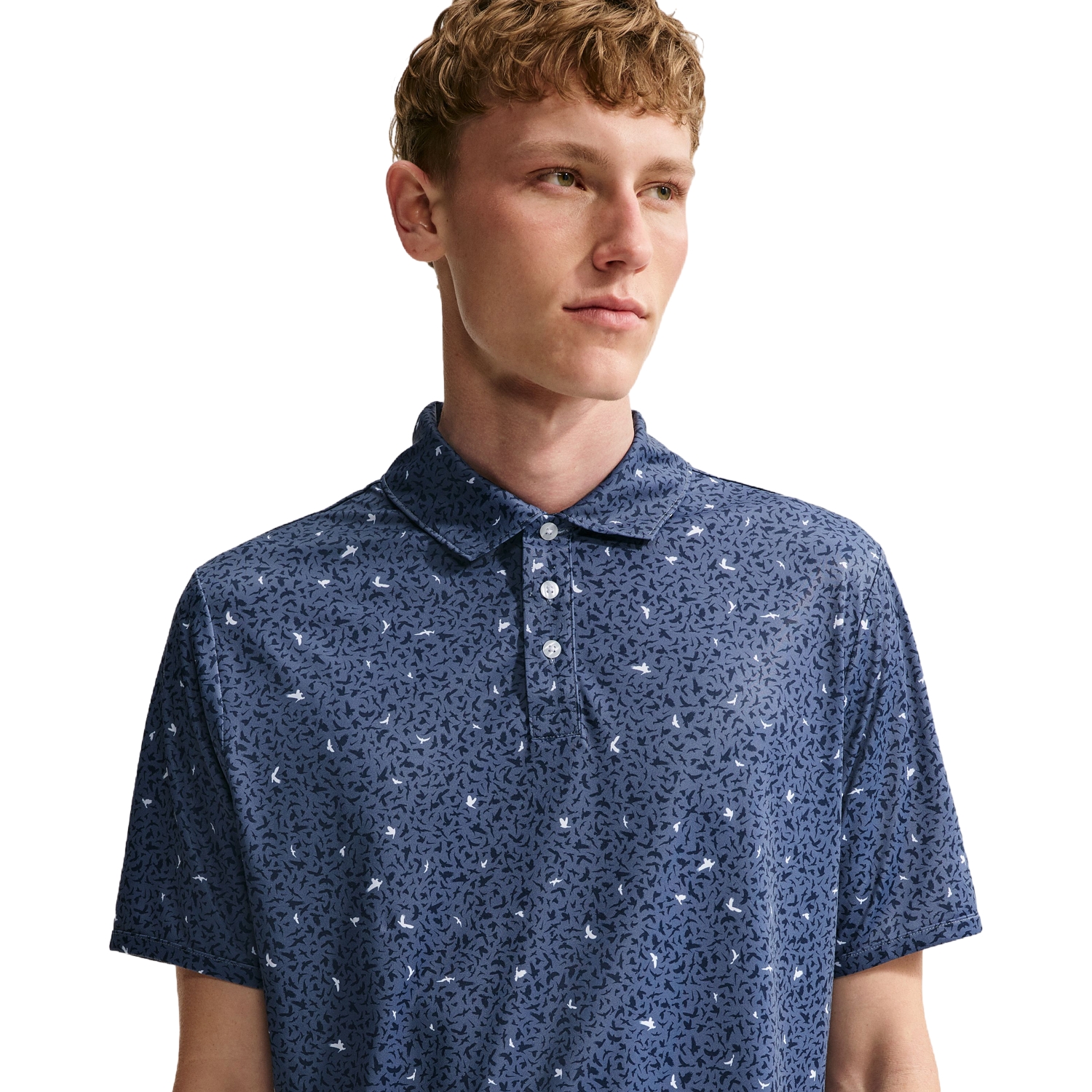Nike Golf Polo Dri-Fit Par Micro Print, navy/weiss