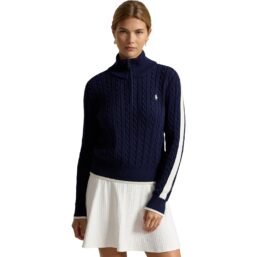 RALPH LAUREN Pullover Half-Zip, navy/weiss