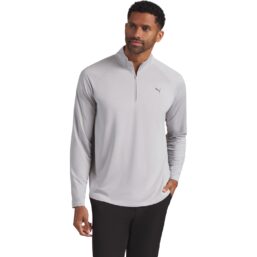 Puma Layer Lightweight Grid Fleece 1/4 Zip, grau