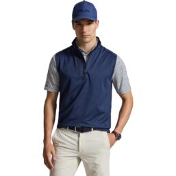 RALPH LAUREN Weste 1/2 Zip New Lux Performance, blaugrau
