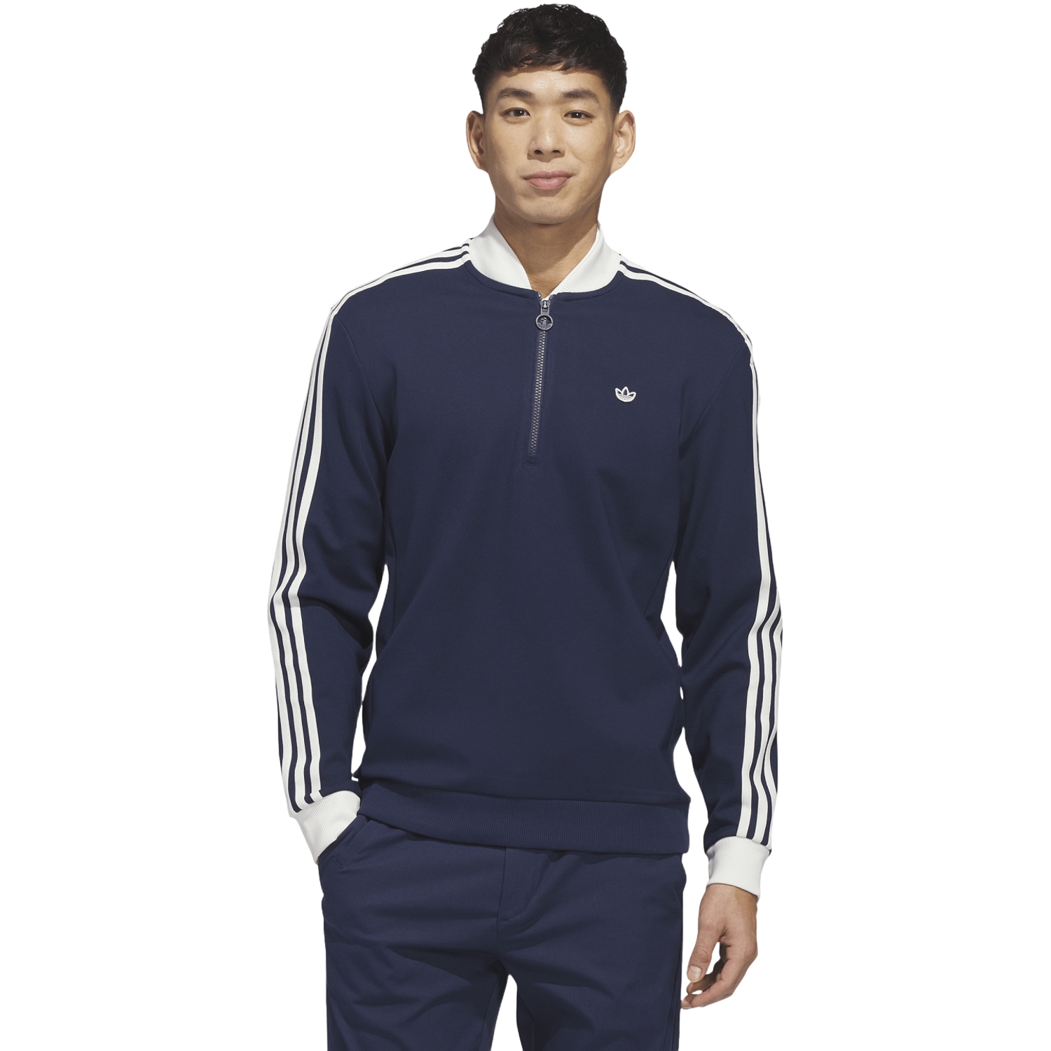 adidas Golf Originals Pullover 3 Stripes 1/4 Zip, indigo/weiss