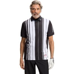 J. LINDEBERG Polo 30Y Tour Tech Striped, anthrazit/weiss