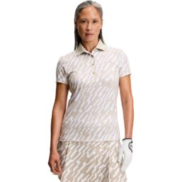 J. LINDEBERG Polo Tour Tech Print, sand/weiss