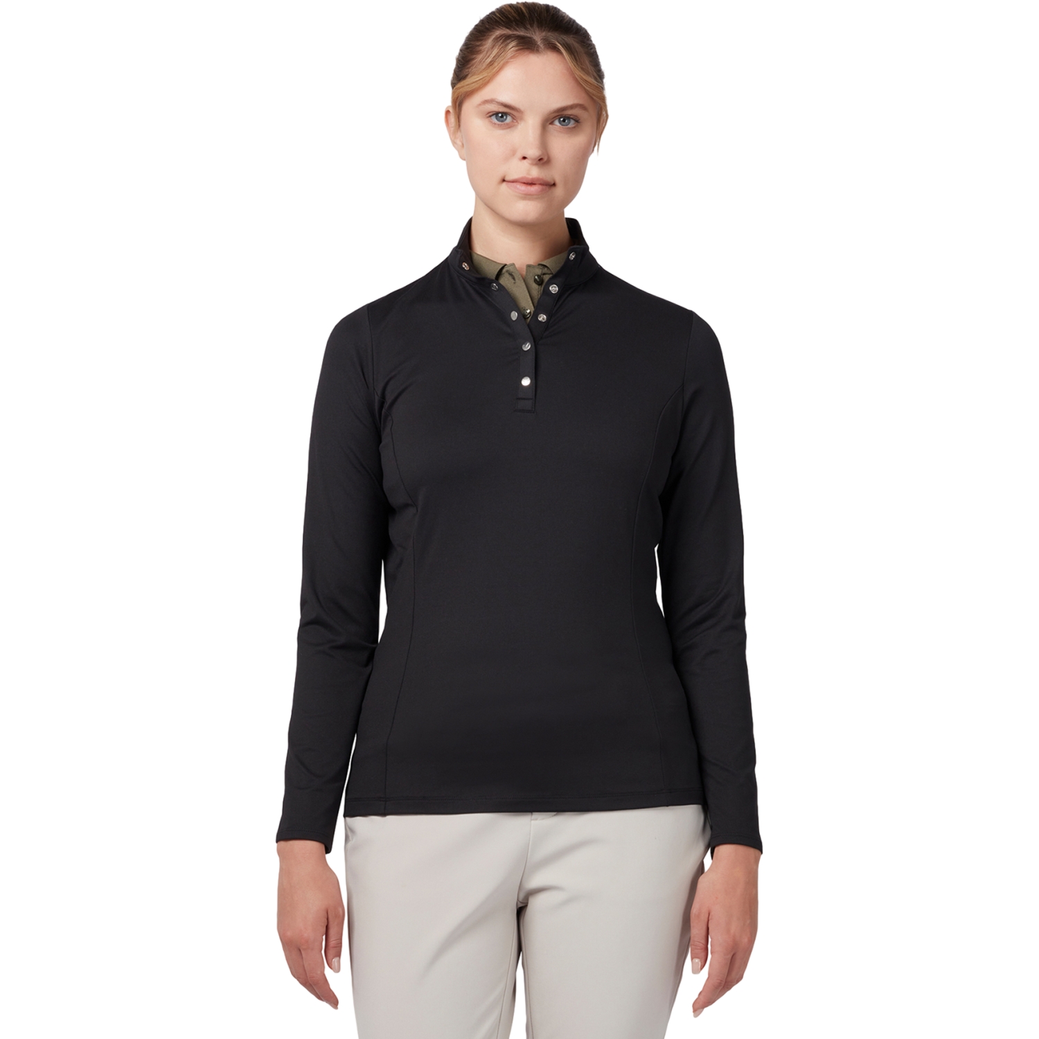 Callaway Polo Thermal Fleece Back, Langarm, schwarz