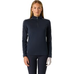 Daily Sports Polo Piping, Langarm, navy/weiss