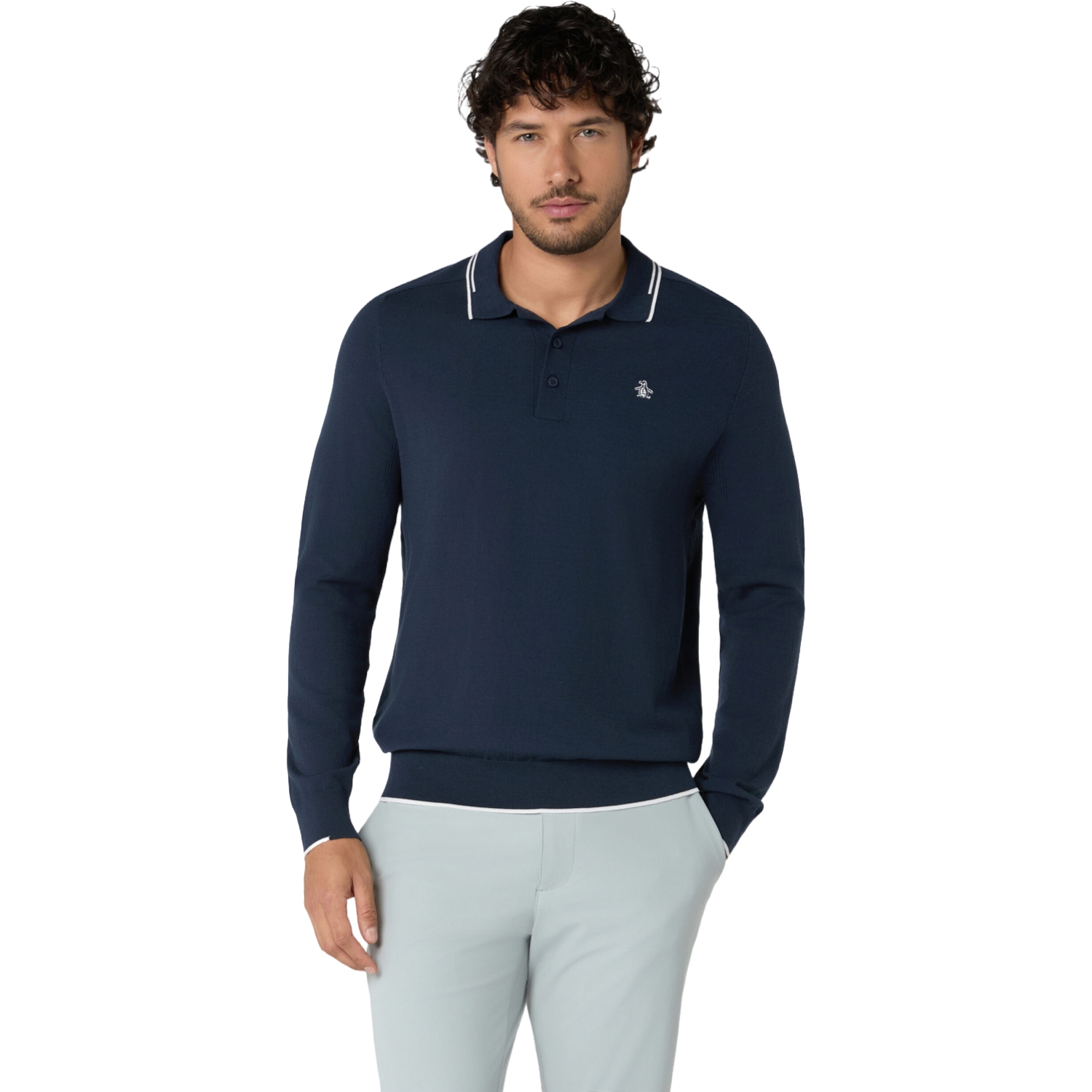 Original Penguin Polo Lightweight Heritage, Langarm, navy