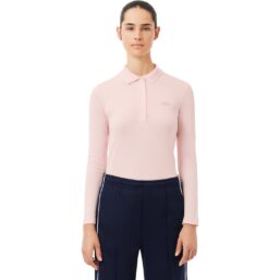 LACOSTE Polo Cotton, langarm, rosa
