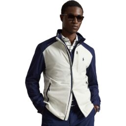 RALPH LAUREN Jacke Woven Full-Zip, creme/navy