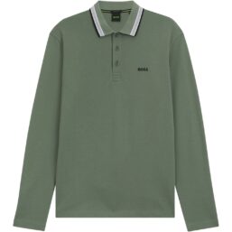 HUGO BOSS Polo Plisy, langarm, khaki